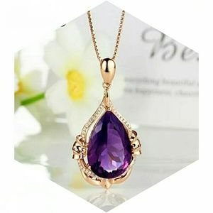 Luxury Womens Purple Stone and Gold Necklace